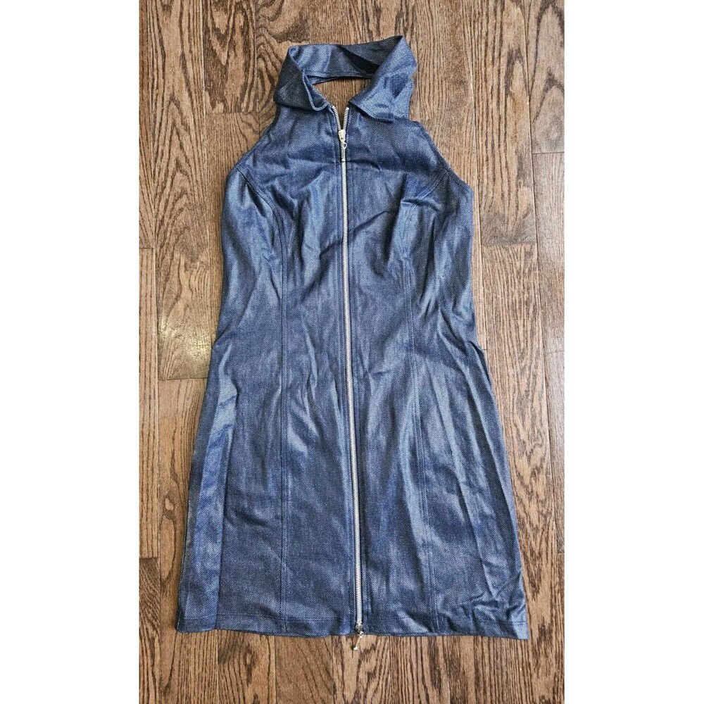 Vintage Y2K Tower USA Full Zip Halter Dress Size Large Denim Look